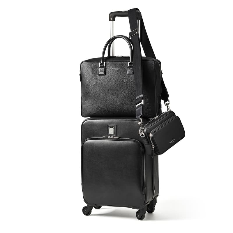 Aspinal of London Men’s 3 Piece Flight Collection: Cabin Case, Briefcase & Crossbody Bag in Black