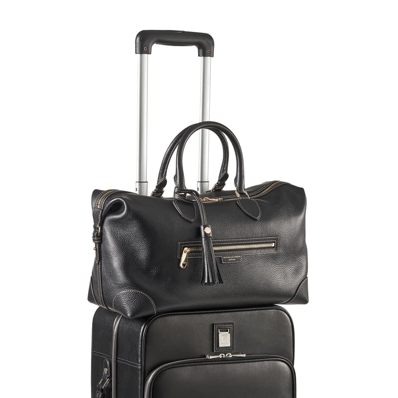 Aspinal of London Hudson Flight Work Bag in Black Milled Pebble
