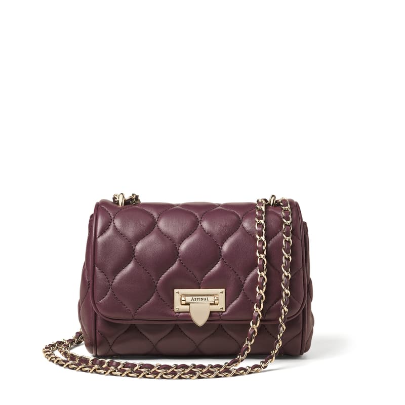 Aspinal of London Lottie in Fig Quilted Nappa