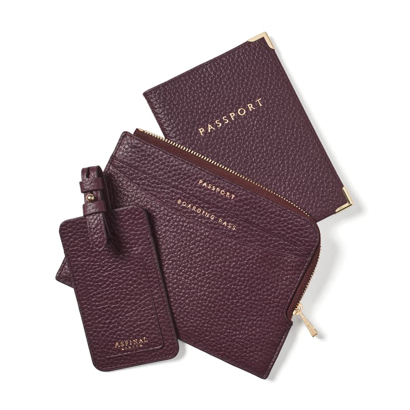 Aspinal of London Zipped Travel Collection in Fig Pebble Aspinal of London Zipped Travel Collection in Fig Pebble