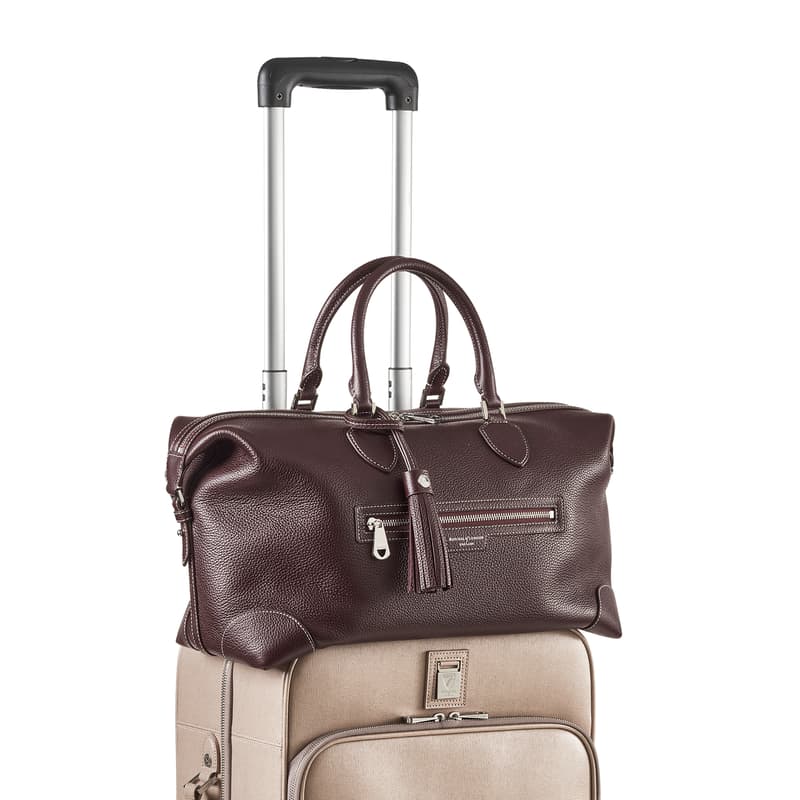 Aspinal of London Hudson Weekender Bag in Wine Milled Pebble