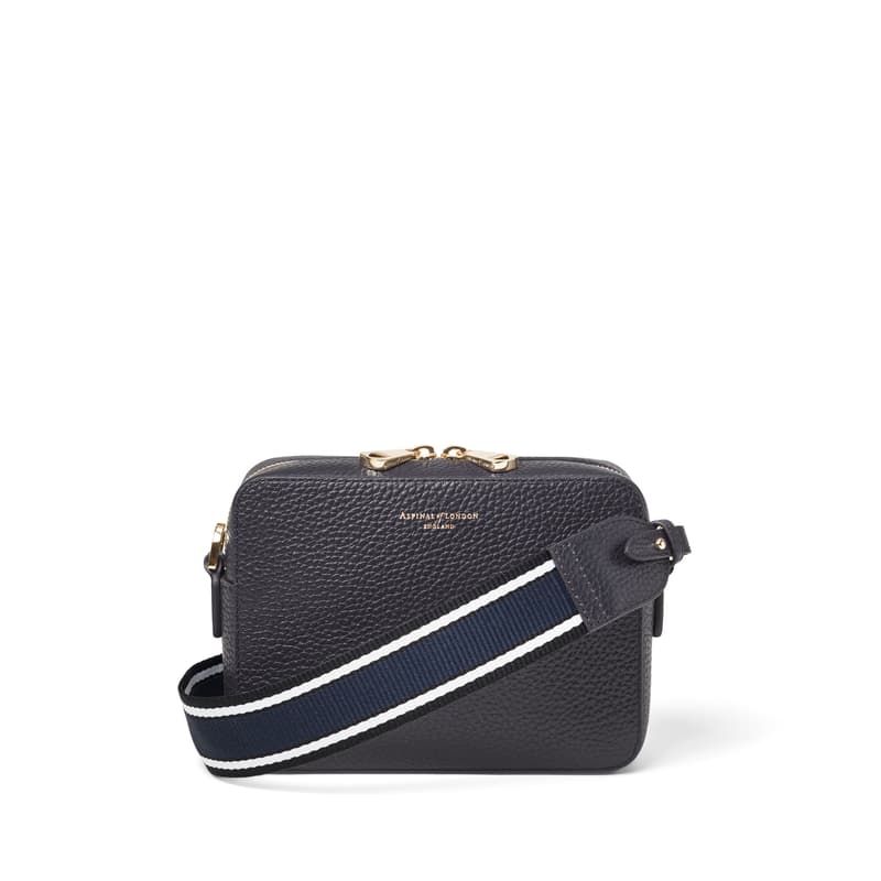Aspinal of London Camera Crossbody with Changeable Straps in Navy Pebble