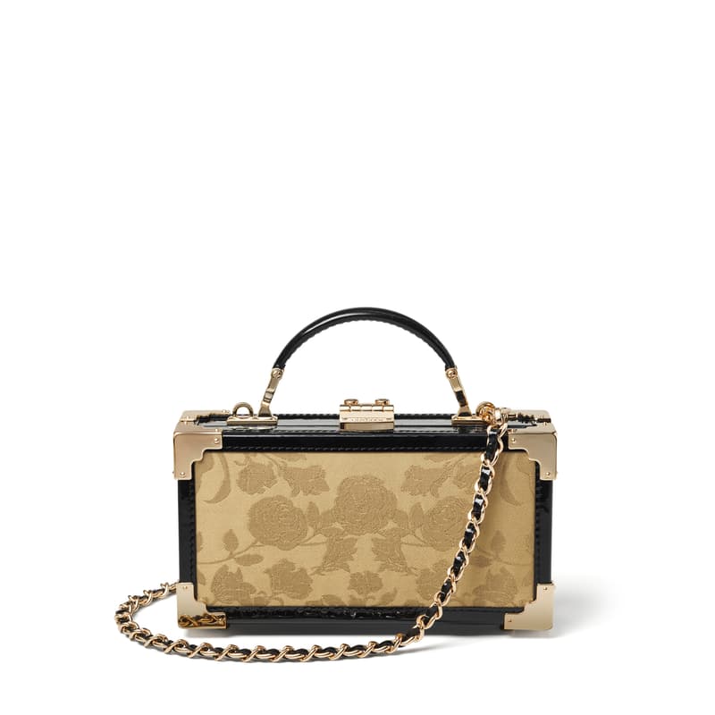 Aspinal of London Trinket Box in Gold Rose Damask