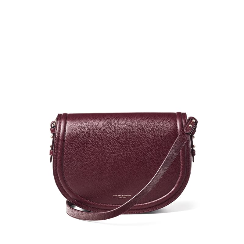 Aspinal of London Stella Satchel Crossbody in Burgundy Pebble