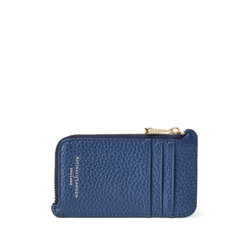 Aspinal Of London Zipped Coin & Card Holder In Blue