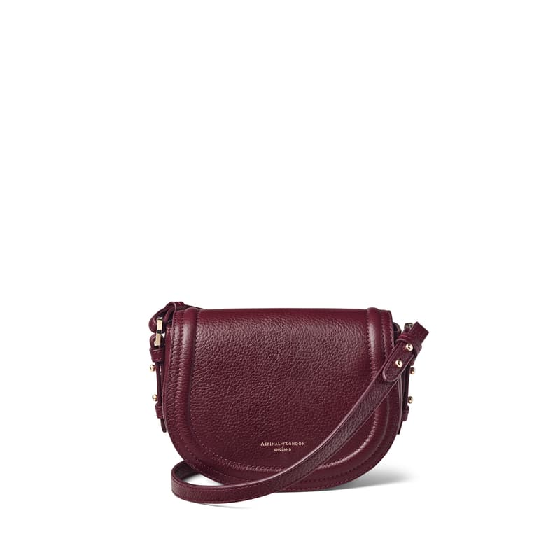 Aspinal of London Small Stella Satchel Crossbody in Burgundy Pebble