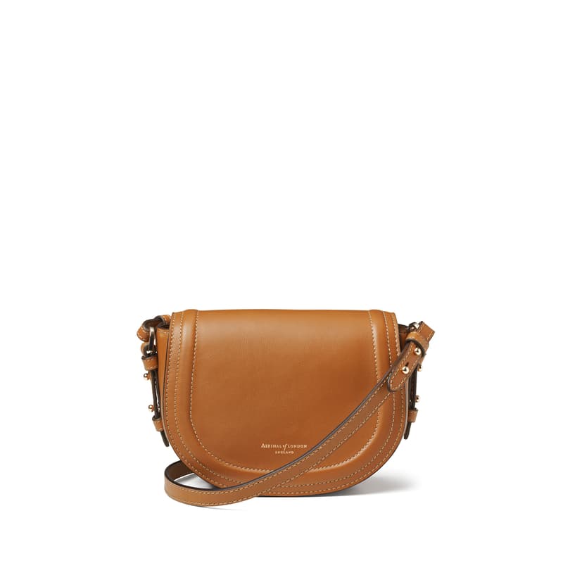 Aspinal of London Small Stella Satchel Crossbody in Smooth Tan
