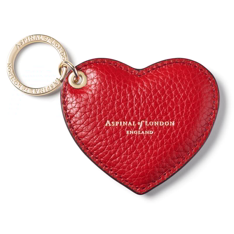 Aspinal of London Heart Key Ring in Cardinal Red Pebble Aspinal of London Heart Key Ring in Cardinal Red Pebble