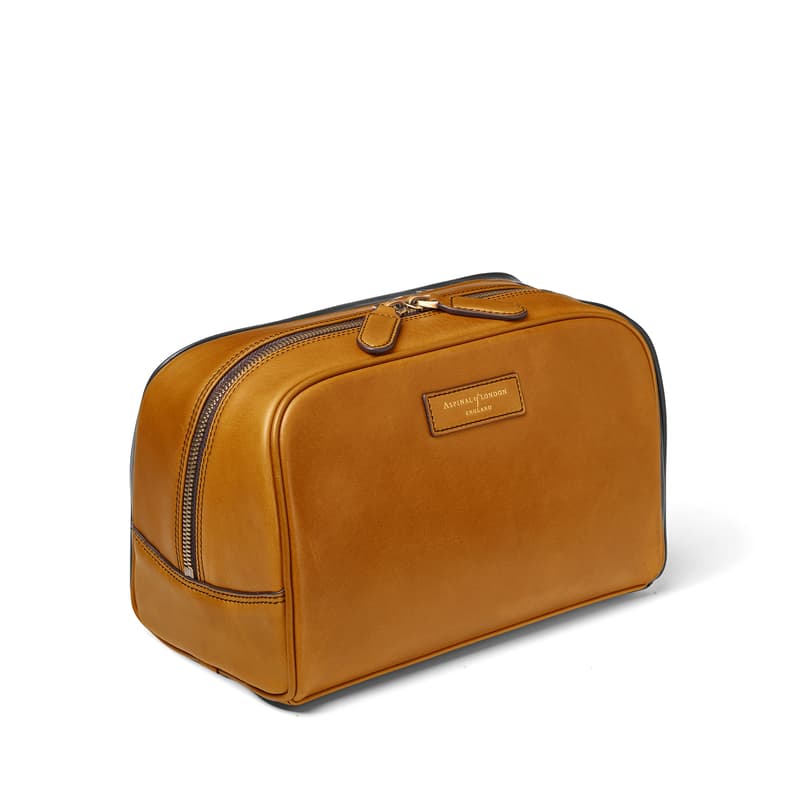 Aspinal of London Harrison Toiletry Bag in Smooth English Tan