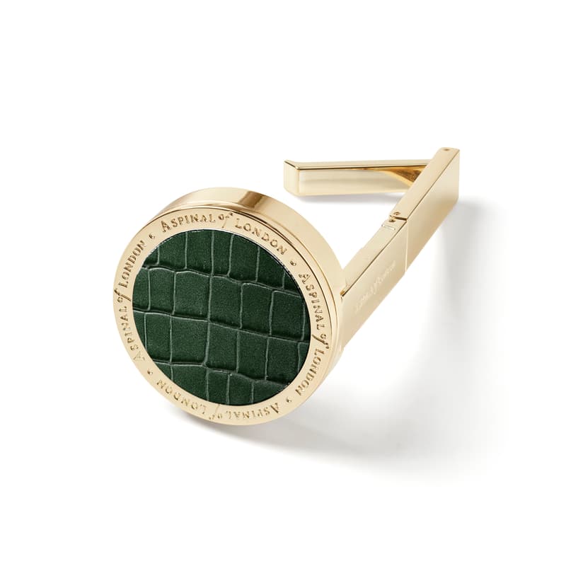 Aspinal of London Foldable Handbag Hook in Deep Shine Evergreen Small Croc Aspinal of London Foldable Handbag Hook in Deep Shine Evergreen Small Croc