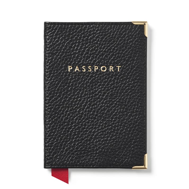 Aspinal of London Passport Cover in Black Pebble Aspinal of London Passport Cover in Black Pebble