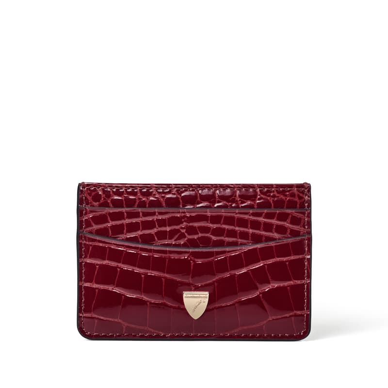 Aspinal of London Slim Credit Card Holder in Merlot Patent Croc Aspinal of London Slim Credit Card Holder in Merlot Patent Croc