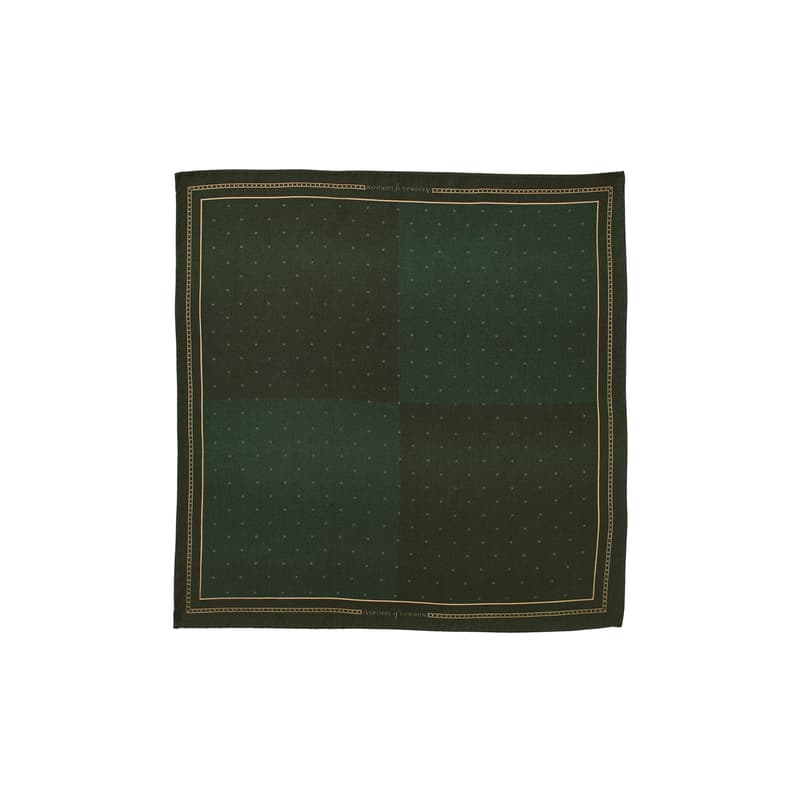 Aspinal of London Pure Silk Pocket Square in Evergreen Quadrant