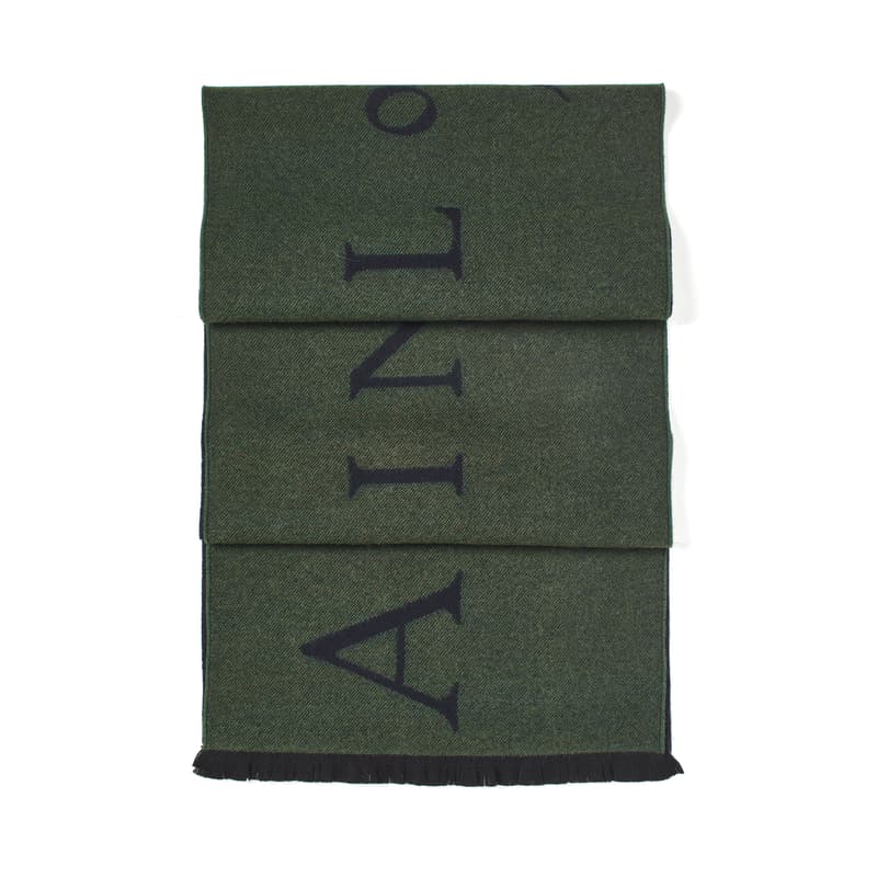 Aspinal of London Bi-Colour Aspinal Merino Wool Scarf in Alpine Green & Navy