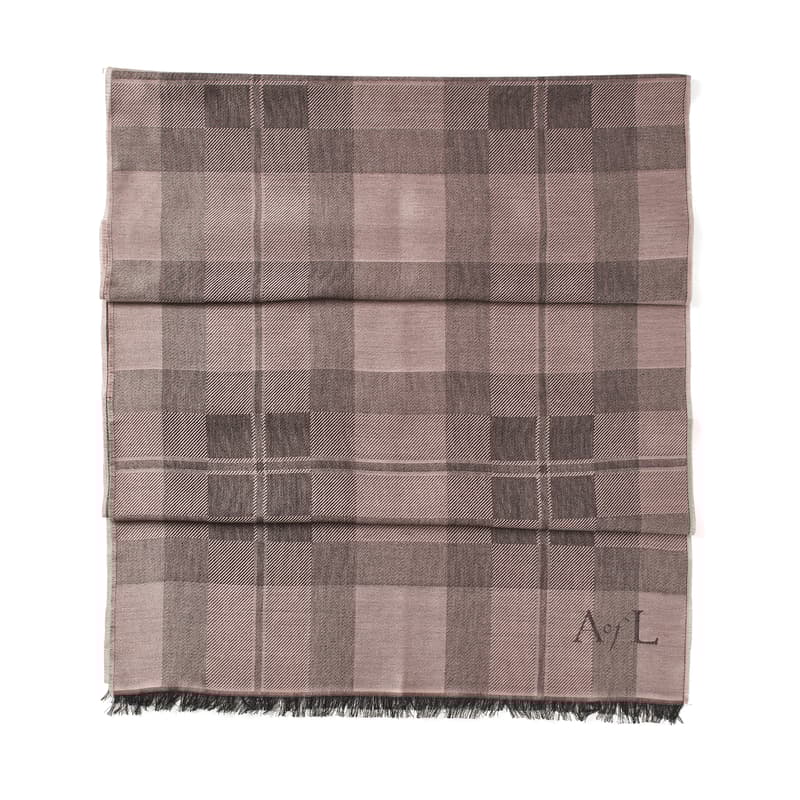 Aspinal of London Silk Check Scarf in Putty Silk Modal