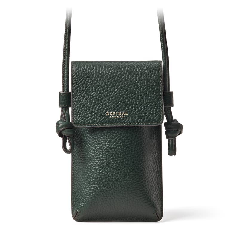 Aspinal of London Ella Crossbody Phone Pouch in Alpine Green Pebble