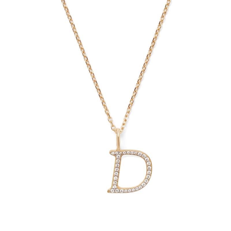 Aspinal of London Diamond Initial Necklace in 14ct Gold - Letter D