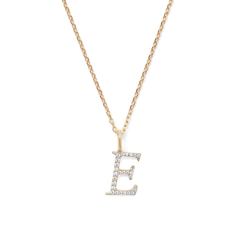 Aspinal of London Diamond Initial Necklace in 14ct Gold - Letter E