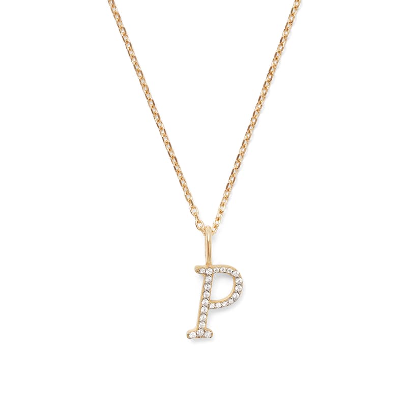 Aspinal of London Diamond Initial Necklace in 14ct Gold - Letter P