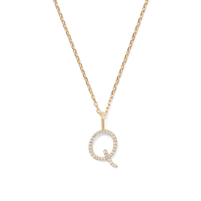 Aspinal of London Diamond Initial Necklace in 14ct Gold - Letter Q