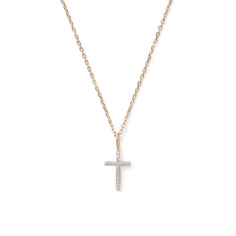 Aspinal of London Diamond Cross Pendant Necklace in 14ct Gold
