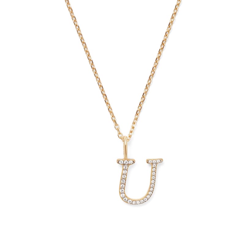 Aspinal of London Diamond Initial Necklace in 14ct Gold - Letter U