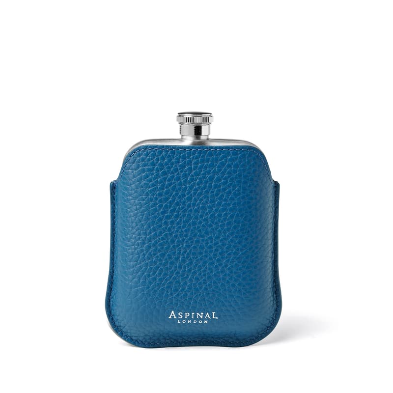 Aspinal of London 5oz Hip Flask with Leather Pouch in Topaz Pebble
