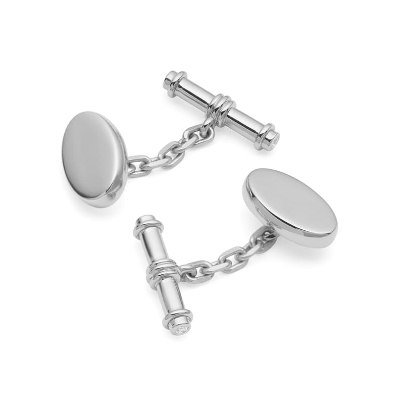 Aspinal of London Bamboo Cufflinks in White Topaz & Sterling Silver 925