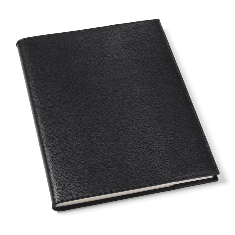 Aspinal of London A4 Refillable Luxury Journal in Black Saffiano