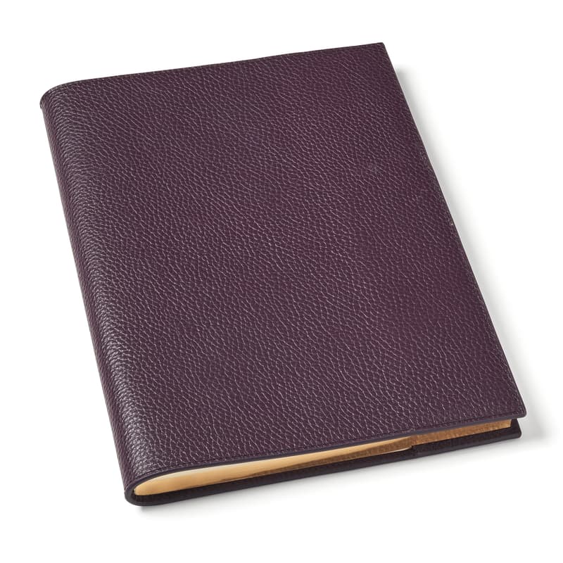 Aspinal of London A4 Refillable Luxury Journal in Fig Pebble