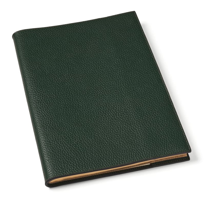 Aspinal of London A4 Refillable Luxury Journal in Alpine Green Pebble
