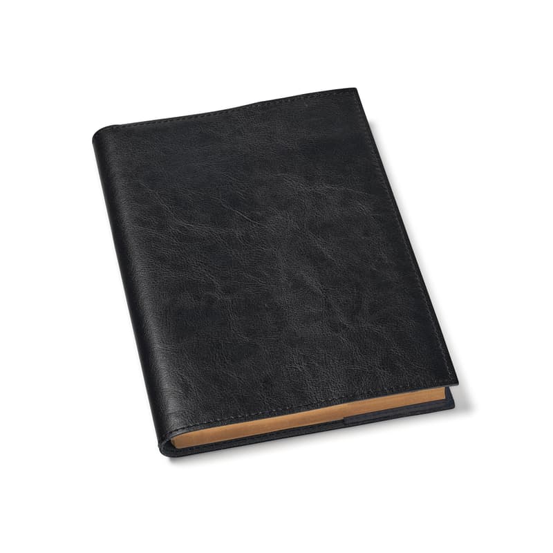 Aspinal of London Rustic A5 Refillable Leather Journal in Smooth Black