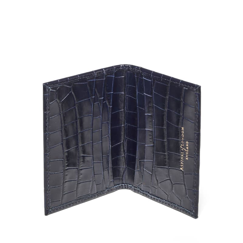 Aspinal Of London Double Fold Credit Card Holder In Blue