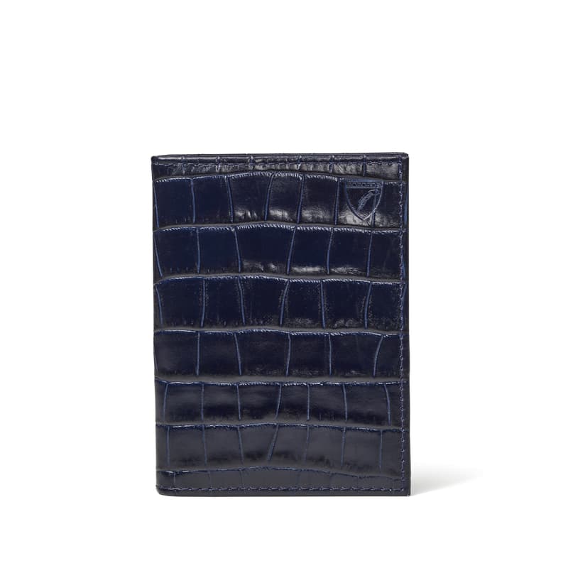 Aspinal Of London Double Fold Credit Card Holder In Blue