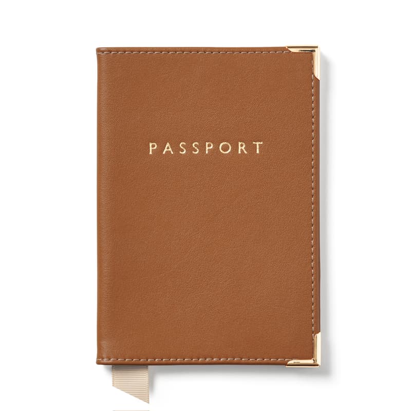 Aspinal of London Smooth Tan Passport Cover
