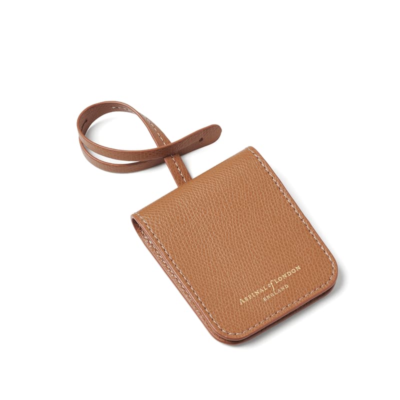 Aspinal of London Travel Luggage Tag in Caramel Soft Saffiano