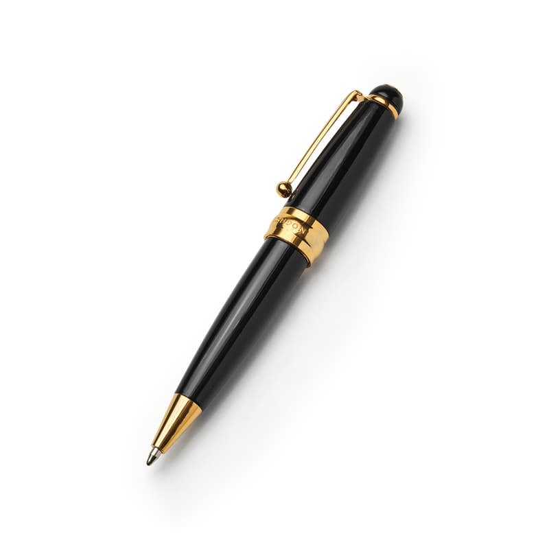Aspinal of London Baby Ballpoint Enamel Pen in Black & 18ct Gold Plated