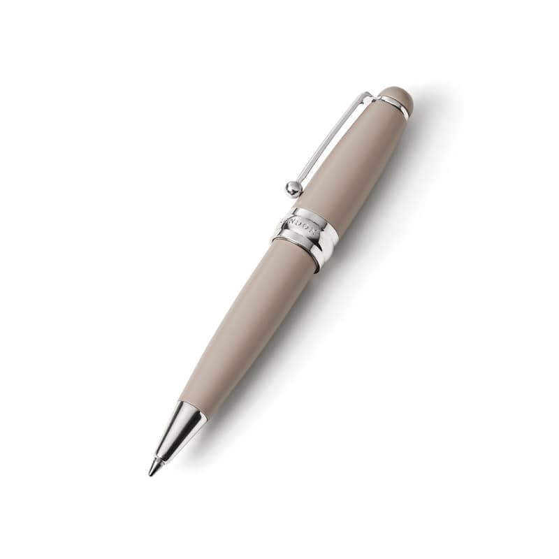 Aspinal of London Baby Ballpoint Enamel Pen in Moleskin & Silver Plated