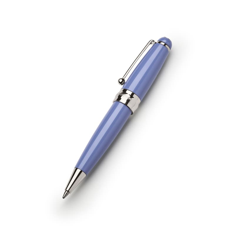 Aspinal of London Baby Ballpoint Pen in Capri Blue Enamel & Silver Plated Aspinal of London Baby Ballpoint Pen in Capri Blue Enamel & Silver Plated
