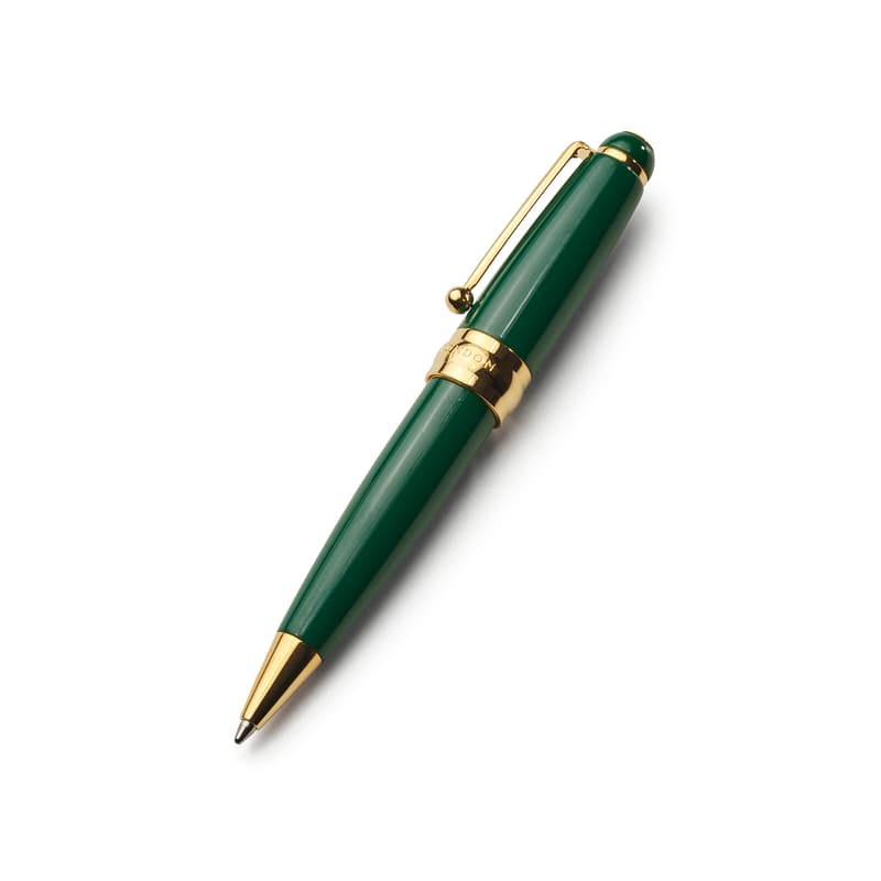 Aspinal of London Baby Ballpoint Pen in Racing Green Enamel & 18ct Gold Plated