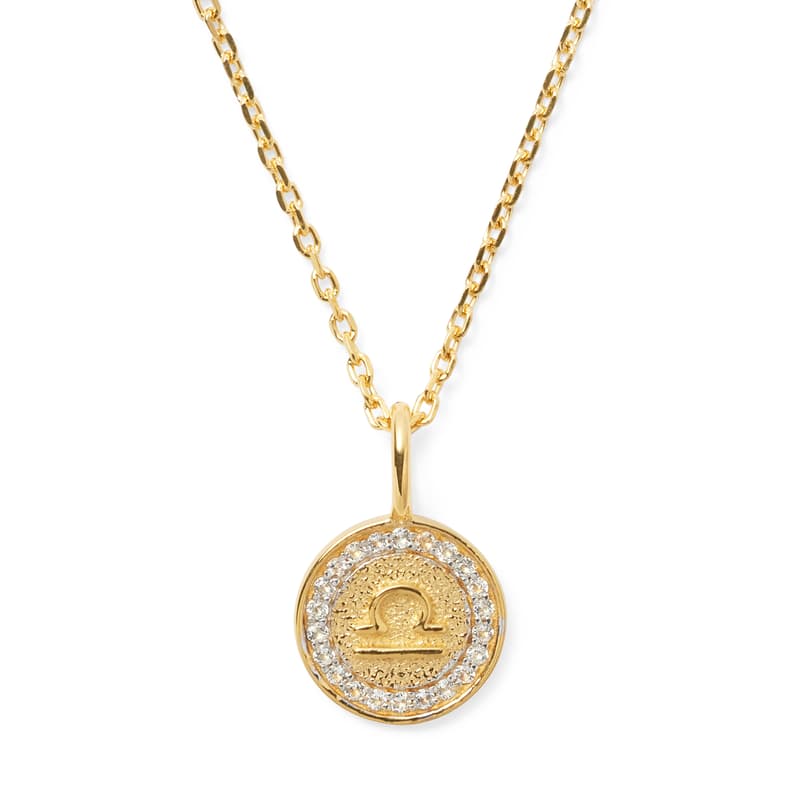 Aspinal of London Libra Zodiac Pendant Necklace in 18ct Gold Vermeil