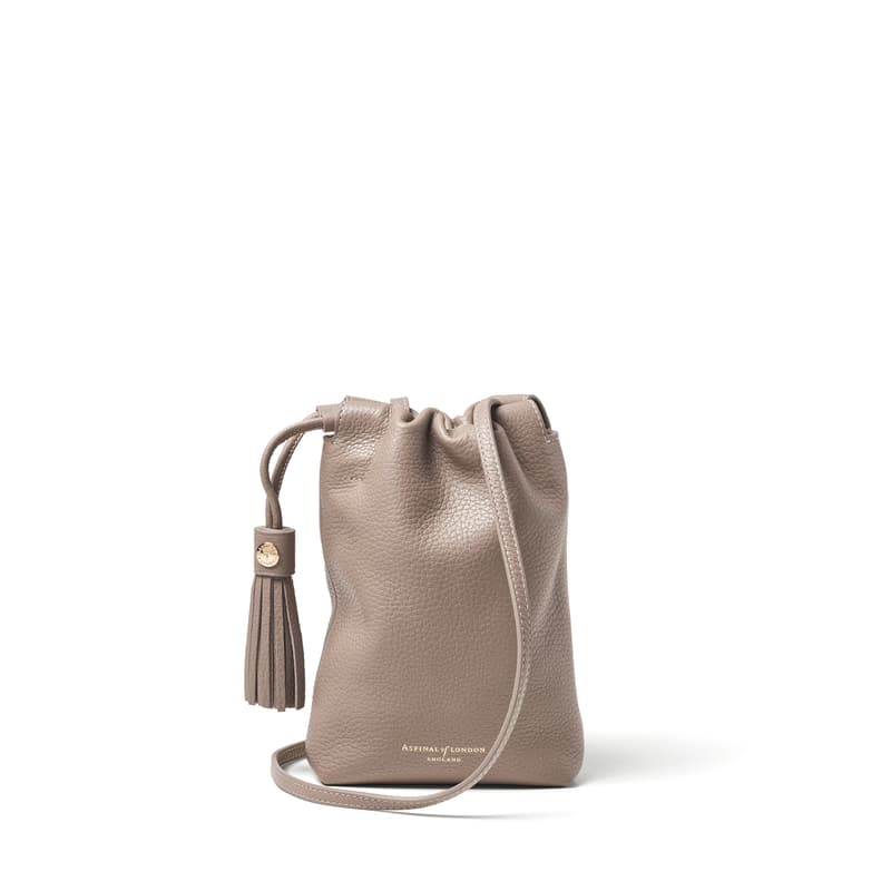 Aspinal of London Soho Crossbody Pouch in Moleskin Milled Pebble