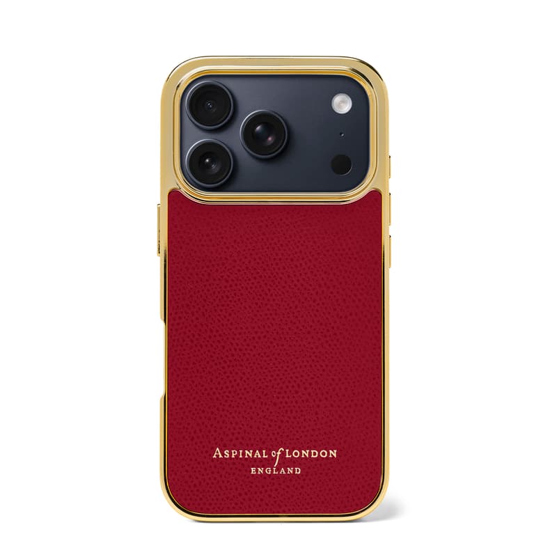 Aspinal of London iPhone 17 Pro Case in Cherry Red Soft Saffiano