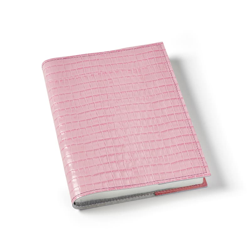 Aspinal of London A5 Refillable Luxury Journal in Deep Shine Powder Lilac Small Croc