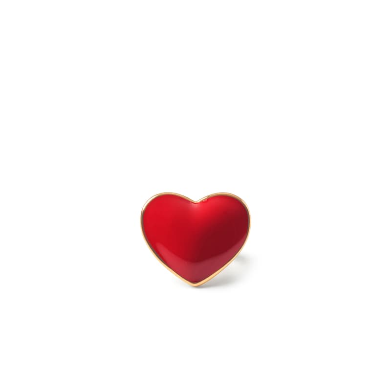 Aspinal of London Enamel Heart Skinny Scarf Ring in Red Enamel & 18ct Gold Plated