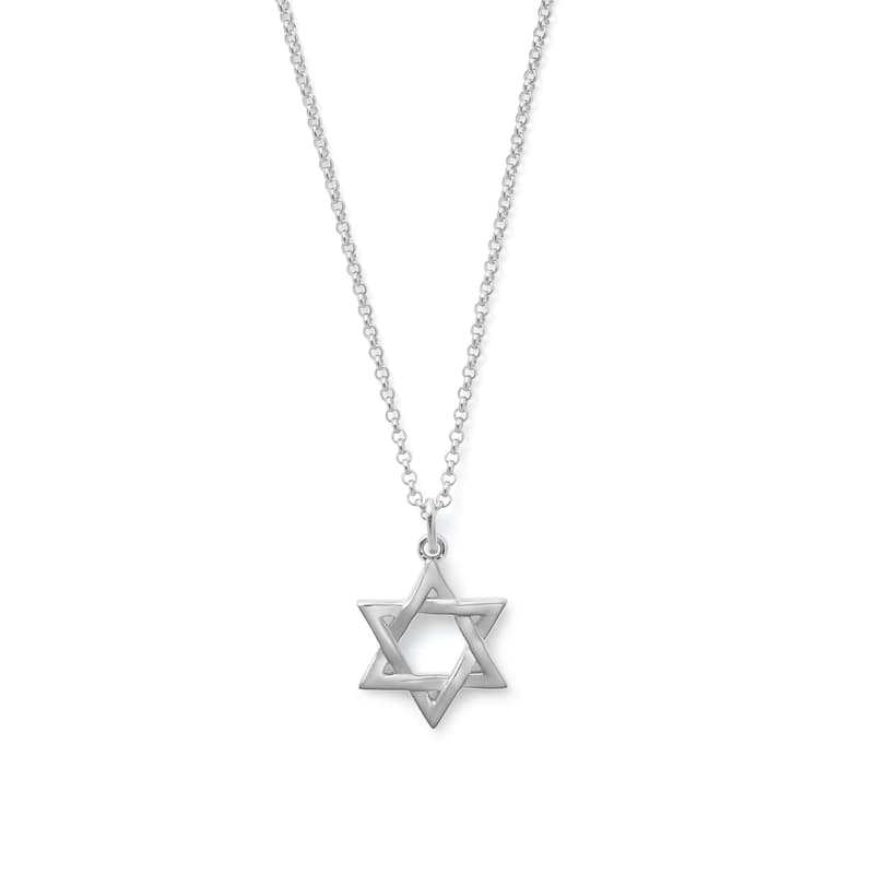 Aspinal Of London Unisex Silver Star Of David Pendant Necklace In Sterling 925