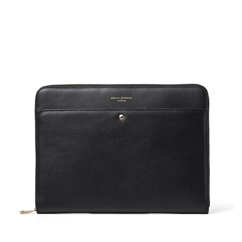 Aspinal of London 13-inch Brook Street Folio in Black Soft Saffiano