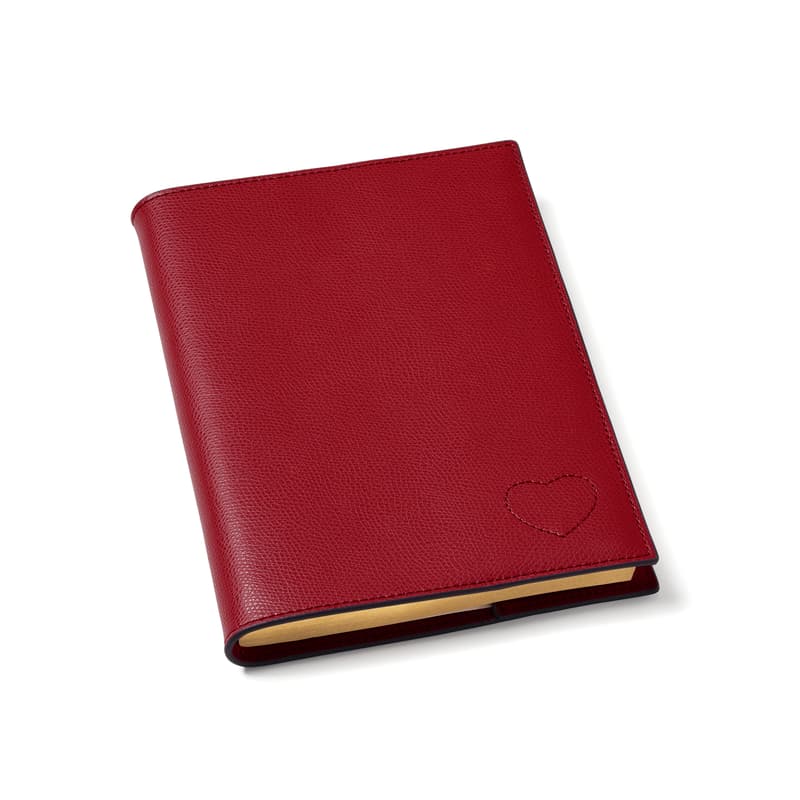 Aspinal of London A5 Refillable Luxury Journal in Heart Cherry Red Soft Saffiano