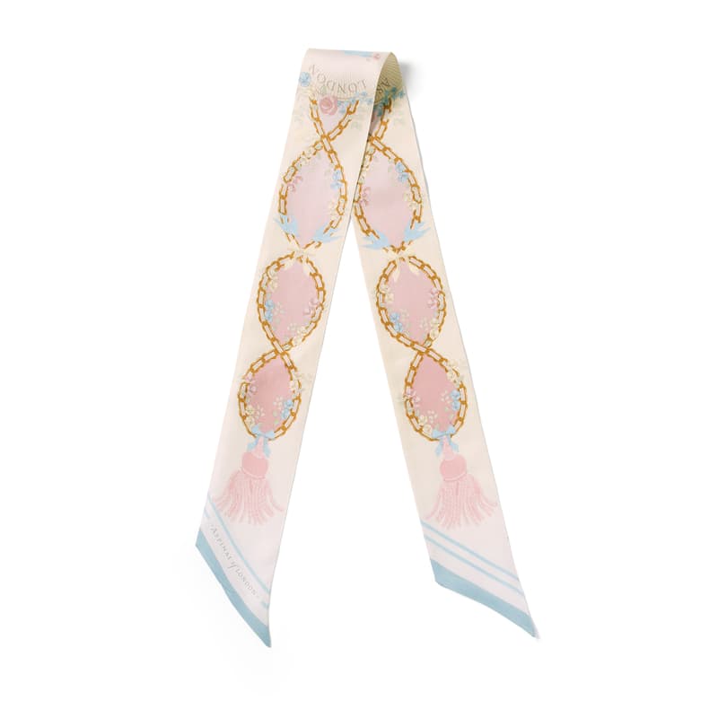 Aspinal of London Skinny Silk Scarf in English Rose Pure Silk