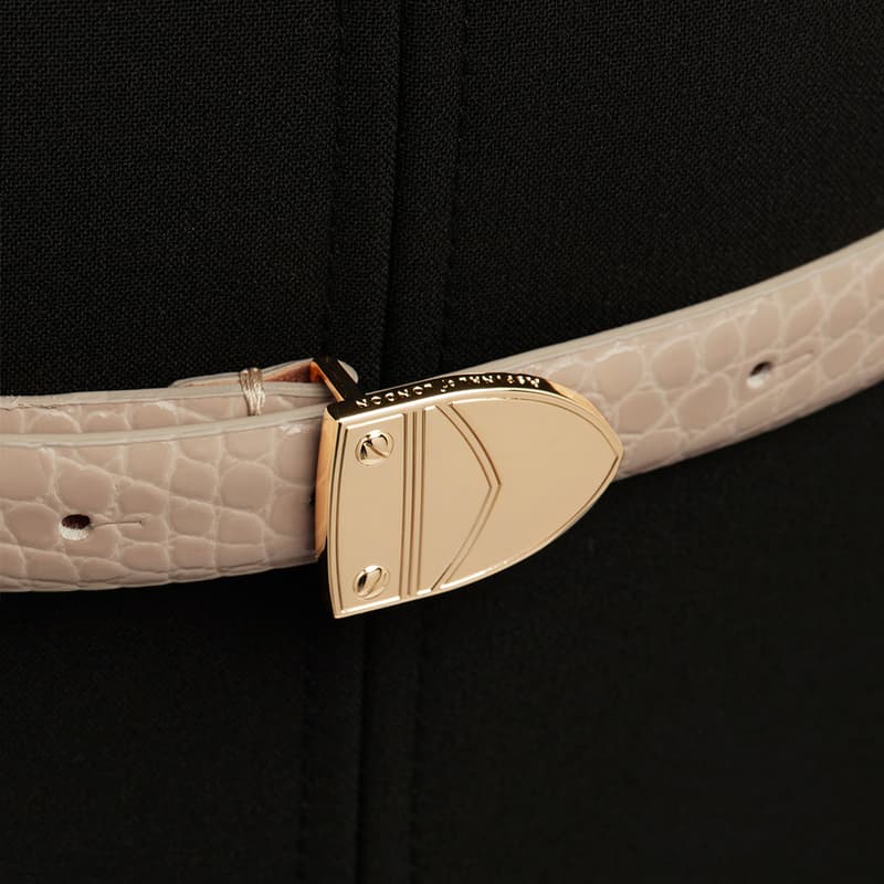 Aspinal of London Mayfair® Women's Waist Belt in Soft Taupe Patent Croc view 2
